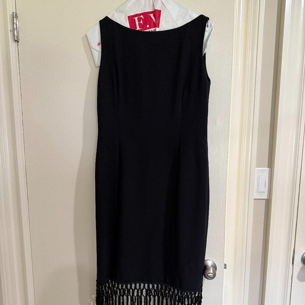 Kay Unger New York Black Fringe Dress